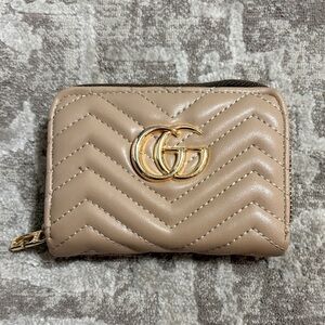 Gucci Tan Quilted Leather Wallet with Gold Logo